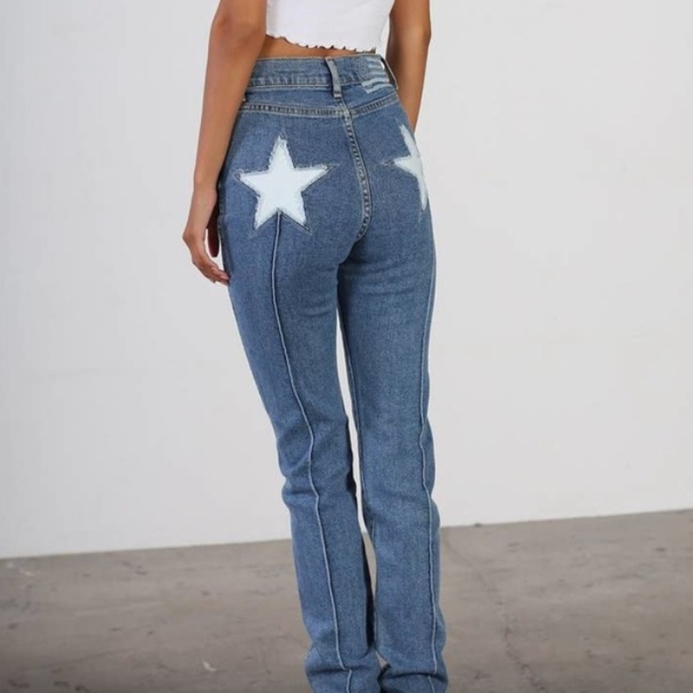 Revice Uptown Almost Famous Star High Rise Jeans Cropped Length Distressed Hem